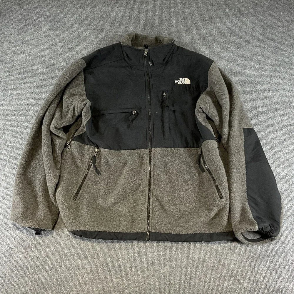The North Face Denali Fleece Jacket Mens Medium Gray Black FZip Polartec Outdoor